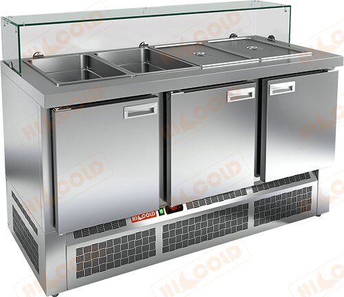 Стол холодильный для салатов (саладетта) HICOLD SLE3-111GN низкое стекло для предприятий общественного питания