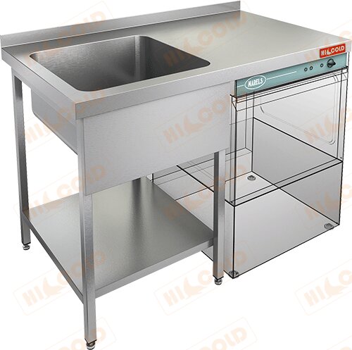 Ванна моечная с крылом под посудомоечную машину HICOLD НСО1МП-12/7БЛ для предприятий общественного питания