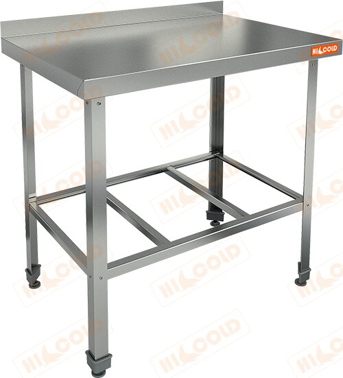 Стол пристенный с бортом и полкой решеткой HICOLD НСО-10/7Б ЭН для предприятий общественного питания