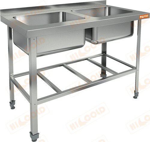 Ванна моечная 2-х секционная HICOLD НСО2М-10/7БР ЭН для предприятий общественного питания