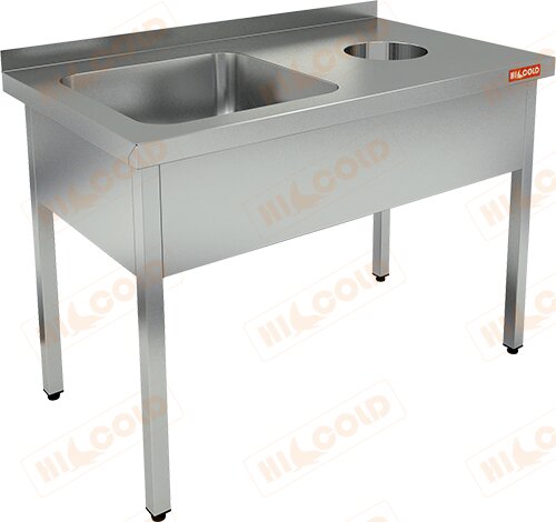 Ванна моечная цельнотянутая с отверстием для сбора отходов HICOLD НДСО1М-12/6БЛ для предприятий общественного питания