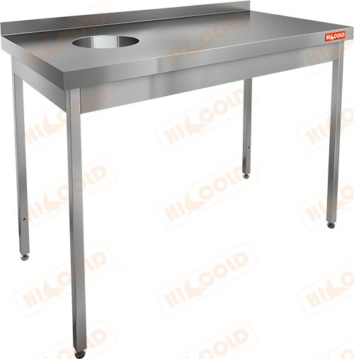 Стол нержавеющий пристенный с бортом для сбора отходов HICOLD НДСО-10/6БЛ для предприятий общественного питания