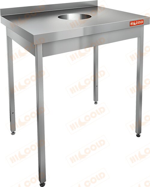 Стол нержавеющий пристенный с бортом для сбора отходов HICOLD НДСО-8/6Б для предприятий общественного питания