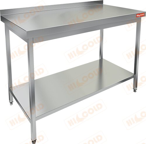 Стол производственный пристенный с бортом и полкой HICOLD НСО-12/6БП для предприятий общественного питания