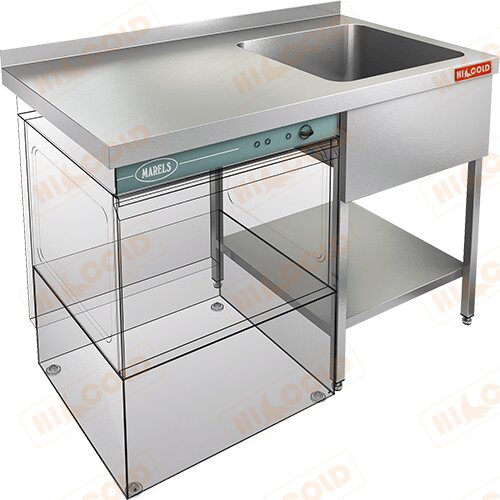 Ванна моечная цельнотянутая с крылом под посудомоечную машину HICOLD НСО1МП-12/7БП для предприятий общественного питания