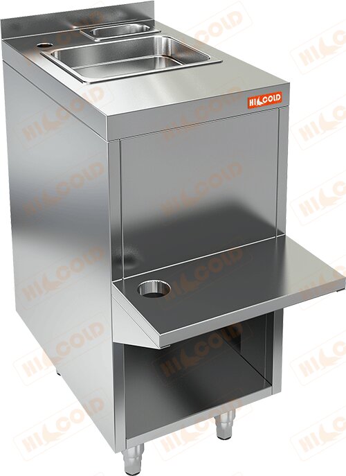 Стол закрытый с полкой под блендер и рукомойником, с бортом HICOLD НБМБП-4/6Б для предприятий общественного питания Стол закрытый с полкой под блендер и рукомойником, с бортом HICOLD НБМБП-4/6Б для предприятий общественного питания