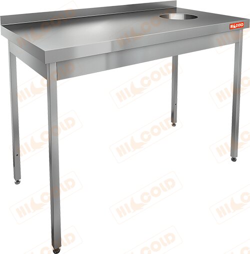 Стол нержавеющий пристенный с бортом для сбора отходов HICOLD НДСО-10/6БП для предприятий общественного питания
