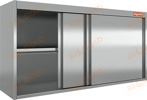 Полка нержавеющая настенная с дверцами купе HICOLD НПК-14/3 для предприятий общественного питания